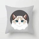 Axyaa Cute Cat Round Head Cushion Cover 45x45cm Polyester Pillowcase Square