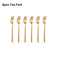 Axyaa 21-Piece Gold Stainless Steel Cutlery Set - Elegant Western Dinnerware