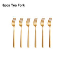 Axyaa 21-Piece Gold Stainless Steel Cutlery Set - Elegant Western Dinnerware
