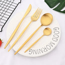 Axyaa 24-Piece Black Stainless Steel Cutlery Set for Home Dining