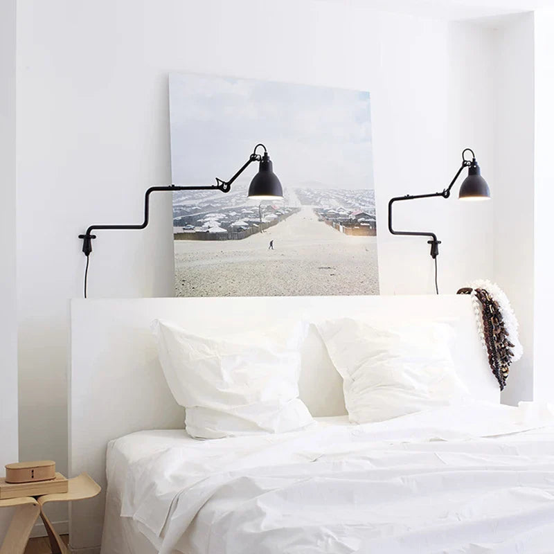 Axyaa Rotatable Vintage Wall Sconce with Black Lampshade