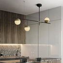 Axyaa Glass Ball Linear Chandelier: Postmodern Style Lighting for Hotel Hall & Kitchen Decor