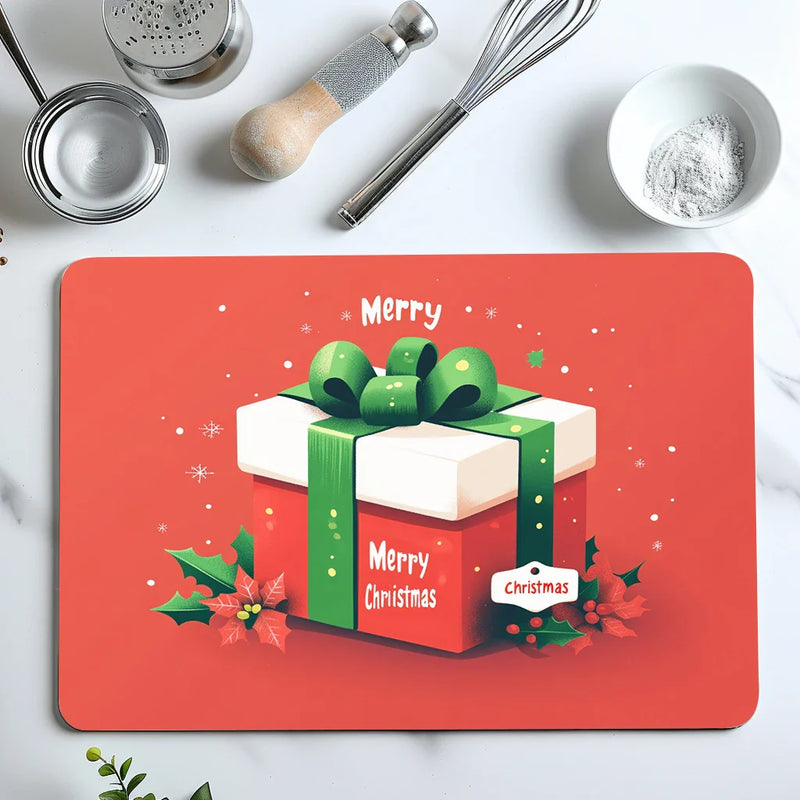 Axyaa Christmas Kitchen Draining Mat - Quick Dry & Absorbent Dish Drying Pad