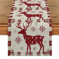 Axyaa Christmas Deer Snowflake Table Runner - Elegant Festive Dining Decor