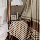 Axyaa Striped Jacquard Curtain: Gold Luxury High Quality Window Drapes for Living Room & Bedroom