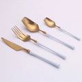 Axyaa Gold Stainless Steel Flatware Set - Elegant Black Dinnerware Tableware