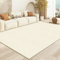 Cream Fluffy Modern Living Room Carpet by Axyaa - Soft Bedside Rug