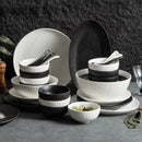 Axyaa Black & White Ceramic Tableware Set - Plates, Bowls, Japanese Luxury Dining Collection