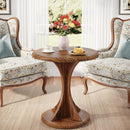 Axyaa Round Wood End Table: Mid-Century Side Table for Living Room & Bedroom