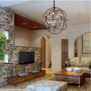Axyaa Iron Chandelier with Crystals: Retro Loft Globe Lighting for Dining Room & Clothing Store