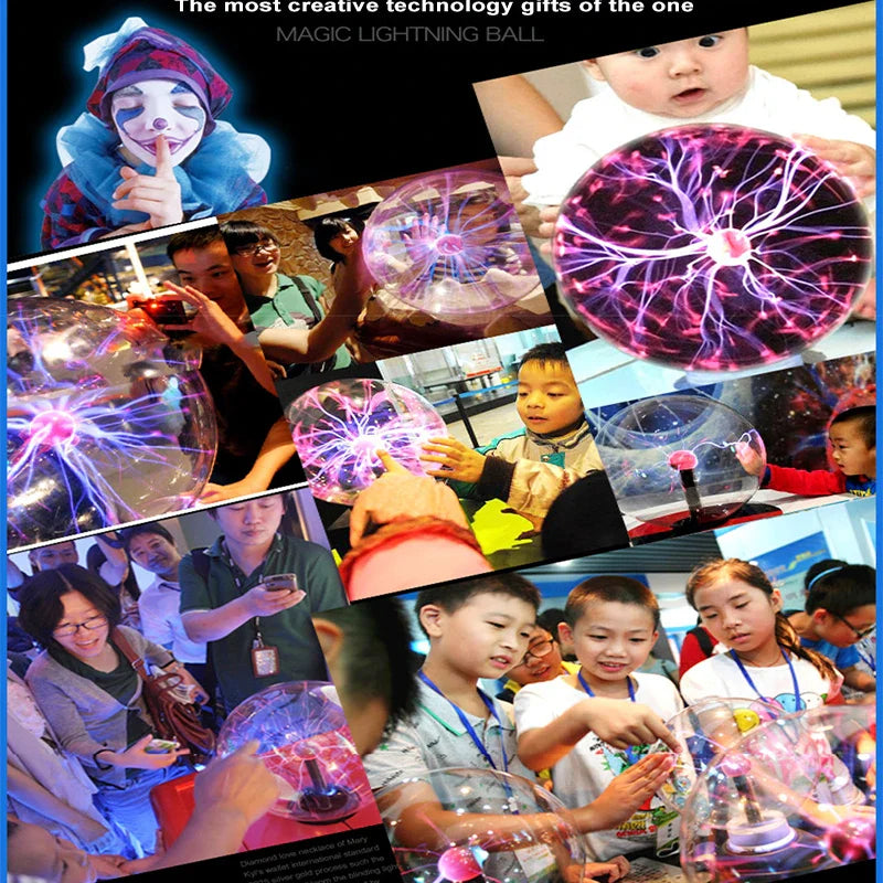 Axyaa Plasma Ball Light 3/4/5/6 Inch Night Light for Christmas Kids Gift & Party Decor