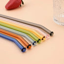 Axyaa Glass Straw Set: Reusable, Eco-Friendly, 7pc Bubble Tea, Smoothies, Bar Accessories