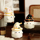 Axyaa Cute Ghost Mug with Lid, Ceramic Halloween Coffee Cup, Holiday Gift