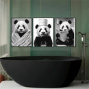 Axyaa Cute Panda Newspaper Wall Art for Bathroom Decor