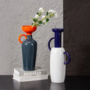 Axyaa Geometric Semicircle Handle Ceramic Vase - Home Decor & Flower Arrangement