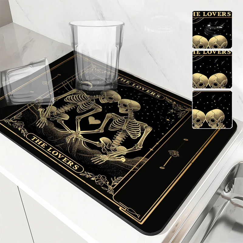 Axyaa Halloween Flower Diatoms Coffee Cup Drying Mat