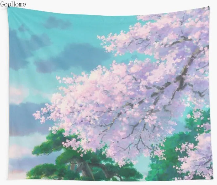 Axyaa Studio Ghibli Anime Landscape Wall Tapestry Cover Beach Towel Blanket