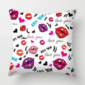Axyaa Red Lips Heart Pillow - Black Love Sofa Car Cushion Cover
