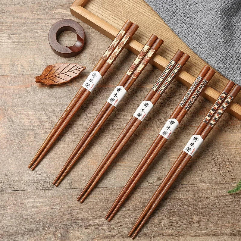 Axya Japanese Style Black Solid Wood Chopsticks Set