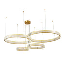 Axyaa Luxury Crystal LED Chandelier: Dimmable Ring Pendant Light, Gold/Silver, Living Room, Bedroom