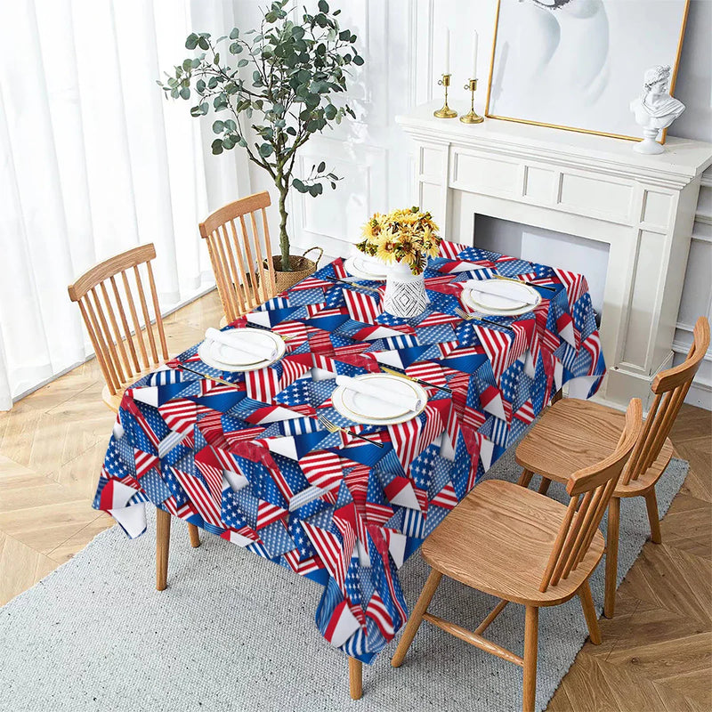 Axyaa Waterproof Rectangular Tablecloth for Coffee Table - Independence Day Flower Print