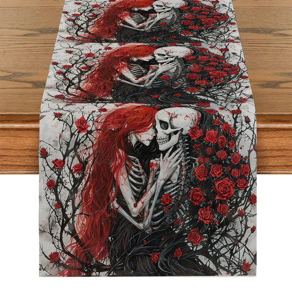 Axyaa Halloween Skull Table Runner: Kitchen Holiday Party Decor & Dining Table Cloth