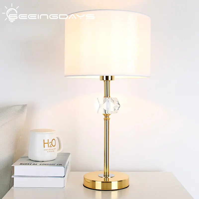 Axyaa Modern Golden Crystal Table Lamp - Affordable, Romantic, Cozy Night Light