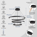 Axyaa Modern Black 3 Rings LED Chandelier for Living Room, Bedroom & Restaurant