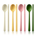 Axyaa Silicone Cutlery Set with Colorful Korean Chopsticks & Spoon