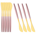 Axyaa Black Gold Butter Knife Set of 10 - Cheese Spreader Set