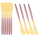 Axyaa Black Gold Butter Knife Set of 10 - Cheese Spreader Set