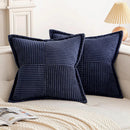 Axyaa Corduroy Boho Striped 18x18 Inch Throw Pillow Covers for Couch Sofa