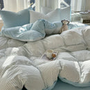 Axyaa Cotton Stripe Bedding Set Ultra Soft Duvet Cover Sheet Pillowcase Set