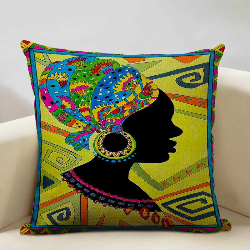 Axyaa African Woman Ethnic Cushion Cover 45x45cm
