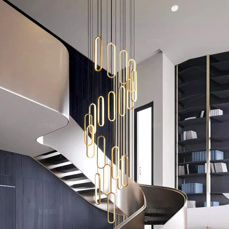 Axyaa Staircase Chandeliers: Modern LED Pendant Light Lamps for Living Room