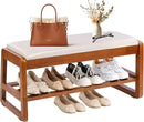 Axyaa Shoe Bench with Leather Cushion: Waterproof, 550LBS Capacity Shoe Rack