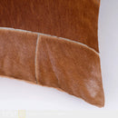 Axyaa Orange Leather Horsehair Stitching Cushion - Modern, Luxurious Square Pillowcase
