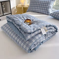 Axyaa Green Plaid Summer Quilt - High Quality Double-sided Queen Bed Comforter