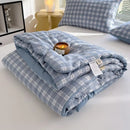 Axyaa Green Plaid Summer Quilt - High Quality Double-sided Queen Bed Comforter