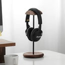 Axyaa Black Walnut Headphone Stand: Simple Solid Wood Display Rack & Desk Decor