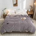 Axyaa Gray Coral Fleece Plaid Blanket: Soft & Warm Single/Queen/King Bedspread
