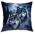 Axyaa Wolves In Moonlit Forest & Snow Pillow Covers - Sofa Bedroom Car Decor