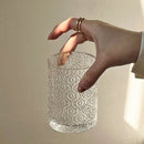 Axyaa Carved Glass Latte Coffee Cup - Ideal for Home, Restaurants, Cafes