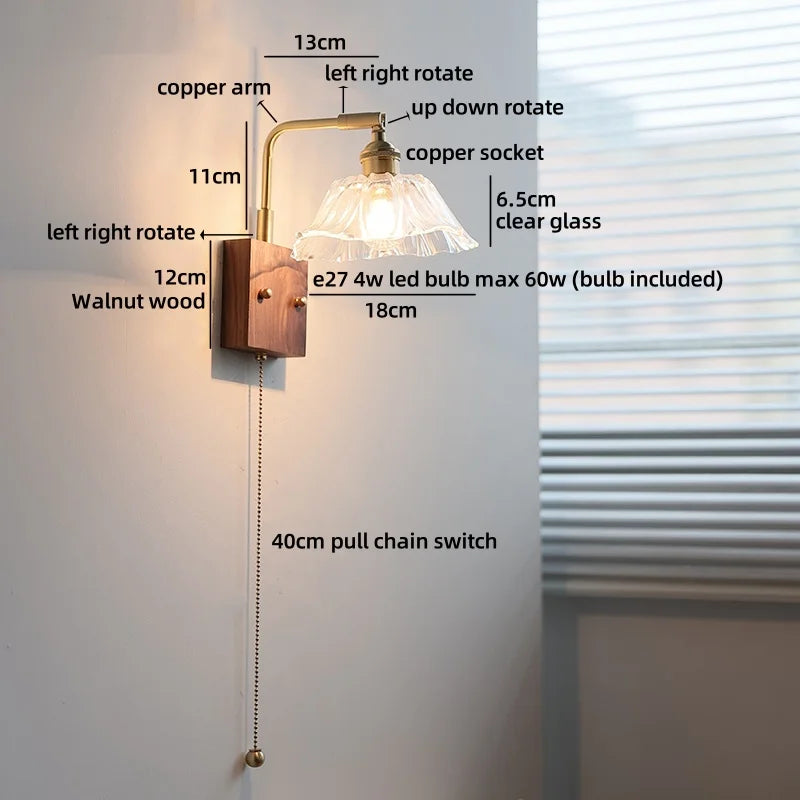 Axyaa Clear Glass LED Wall Light Fixture for Modern Nordic Design