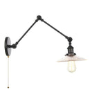 Axyaa Industrial Loft Swing Arm Wall Sconce Clear Glass Pull Chain Switch Bedside Lamp