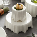 Axyaa Round White Plate - High Foot Plate, Artistic Conception, Irregular Western Food Plate