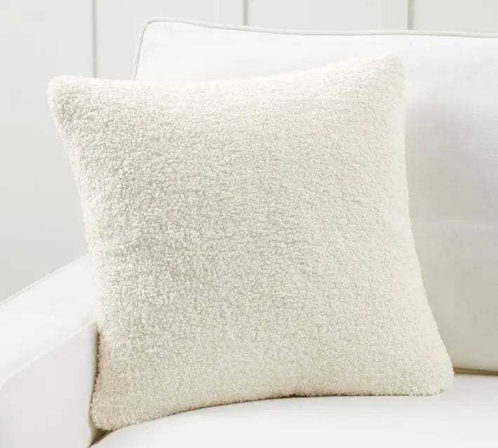 Axyaa White Plush Cushion Cover: Designer Nordic Pillow for Living Room Decor