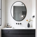 Oval Black Aluminum Frame Mirror by Axyaa for Sink, Entryways, Bedrooms