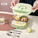 Axyaa Stainless Steel Divided Lunch Box with Cutlery - Leakproof & Portable