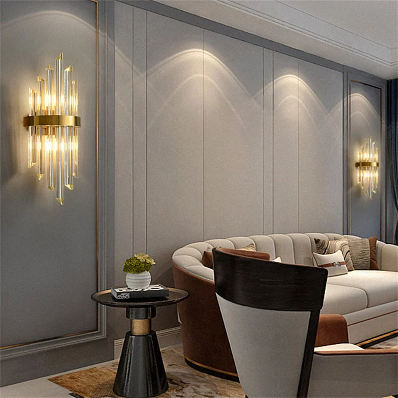 Axyaa Clear Crystal LED Wall Lamp E14 Stainless Steel Sconces